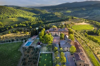 Il Borgo di Vignamaggio estate among the Chianti vineyards